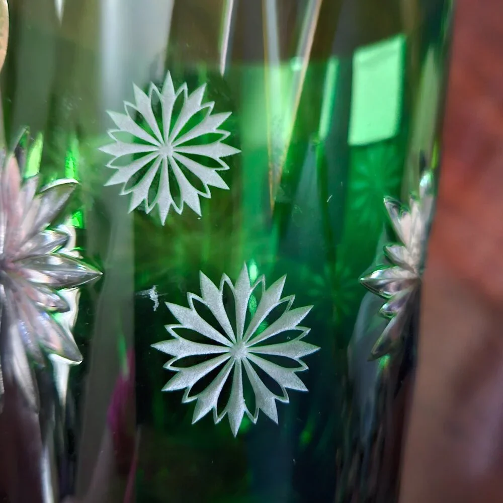 WATERFORD CRYSTAL GREEN SNOWFLAKE WISHES DOF WHISKEY CHRISTMAS GLASS TUMBLER